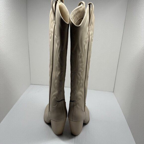 Steve Madden Lasso Cowboy Western Tall Boots Bone Leather Size 7 Women’s NWT - Picture 8 of 12